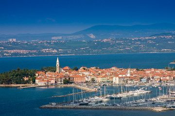 Obraz premium Bay and marina of Izola, Adriatic Slovenia, Europe,