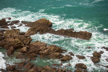 The coast in Zarautz from a viewpoint at sunset