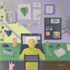 illustration back to school, working process