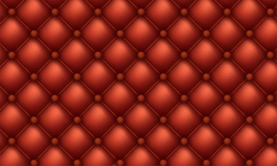 Decorative upholstery quilted background. Red shiny leather texture sofa backdrop.