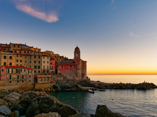Fototapeta na wymiar Sunset from Tellaro Lerici Golfo dei Poeti Liguria Italy