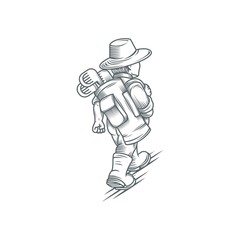 Caddie man Graphic Sign Vector Illustration logo vector