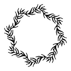 Obraz premium vector illustration of floral frame. Rustic. Hand drawn simple line.