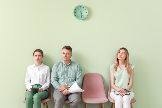 People waiting for job interview indoors