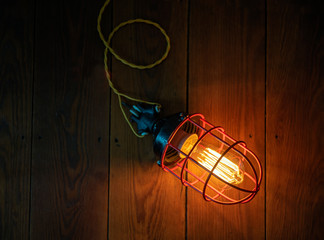 Vintage Industrie Gitter-Lampe