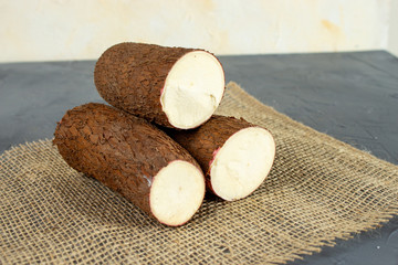 Pieces of Cassava. One of the most important brazilian food. (mandioca, yuca, mandioca, araruta brasileira)