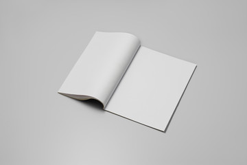 Mock-up magazine, newspaper or catalog on gray background. Blank page