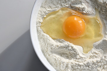 Broken Egg On Flour, For Making Bread