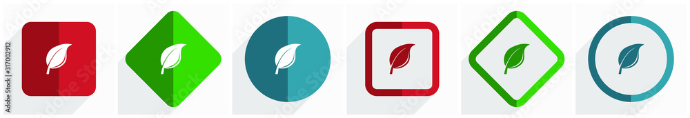 Poster Nature icon set, flat design vector illustration in 6 options for webdesign and mobile applications in eps 10