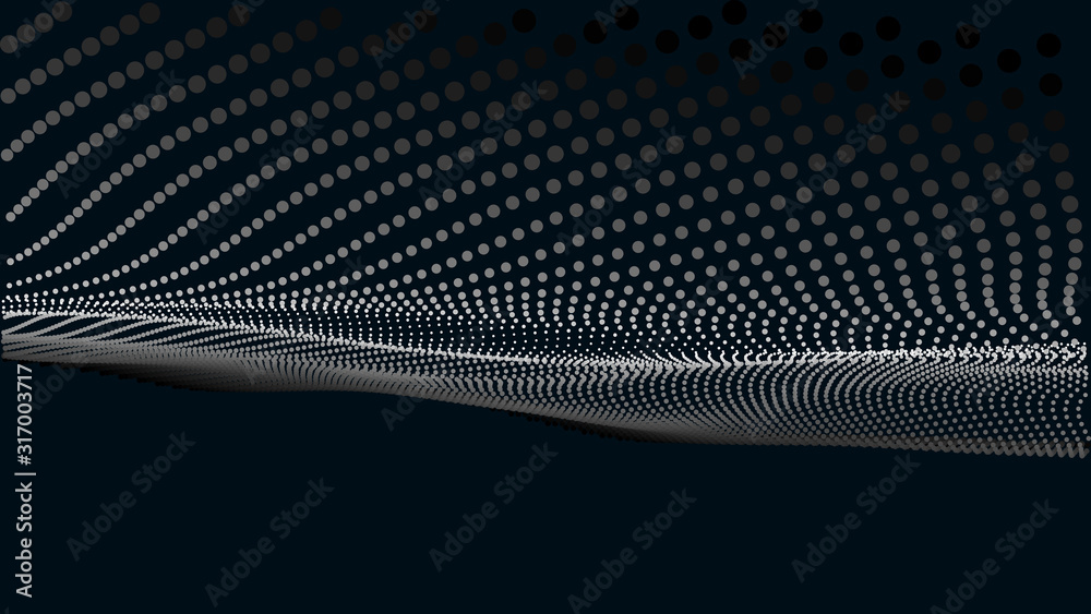 Poster Abstract digital wave of particles. Futuristic point wave. Technology background vector. Vector illustration