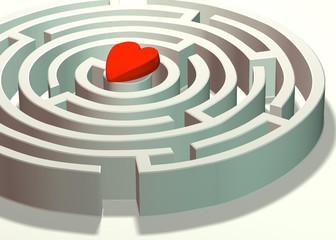 A love heart in the middle of a maze.