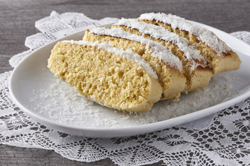delicious lemon cake with grated coconut