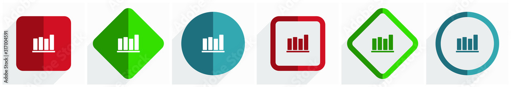 Leinwandbilder bar chart . icon set, flat design vector illustration in 6 options for webdesign and mobile applicat