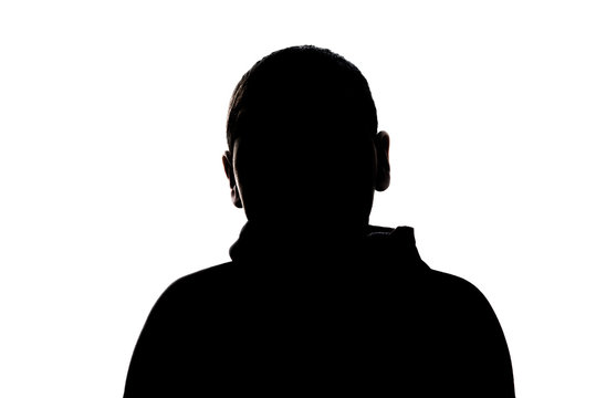 Teenager Silhouette Studio  Portrait,  Isolated On White Background