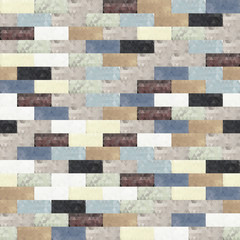 Color Brick Wall Background having Assembled from Small Triangles. This image has seamless pattern.