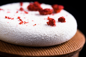 Naklejka premium Handmade Patisserie Confection. Creative Art of Confectionery. Close Up Detail View
