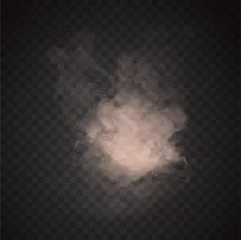 Selbstklebende Fototapeten Cloud or puff of illuminated white smoke with trailing tendrils over a black background with copy space, vector illustration © Rudzhan