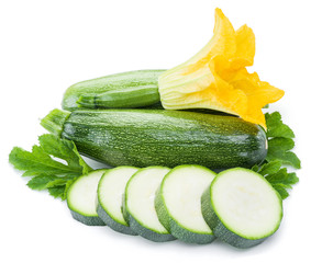 Zucchini on a white background.