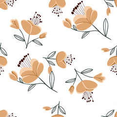 Naklejka premium Fashionable cute pattern in nativel flowers. Floral seamless background for textiles, fabrics, covers, wallpapers, print, gift wrapping or any purpose.