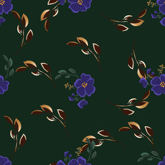 Fashionable cute pattern in nativel flowers. Floral seamless background for textiles, fabrics, covers, wallpapers, print, gift wrapping or any purpose.