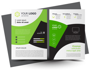 Cover flyer size A4 template green color circles