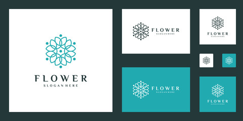Fototapeta na wymiar Minimalist elegant Flower logo design with line art style