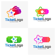 Set of Star Ticket Logo Template Design Vector, Emblem, Creative design, Icon symbol concept