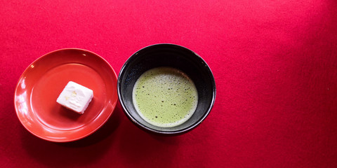 Obraz na płótnie Canvas Green tea with candy from Kyoto Japan