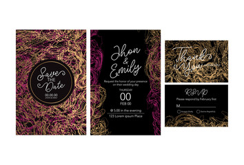 invitation to the wedding, a great celebration of lovers, the bride and groom.background texture luxury liquid marble and gold. for business cards, flyers, flyer, banner, website, paper printing. 