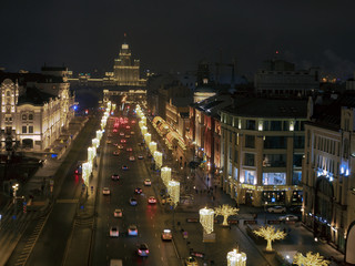 Fototapeta premium the center of Moscow at night Lubyansky passage