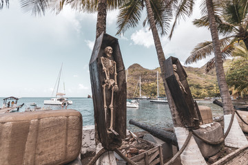Wallilabou bay, Saint Vincent, Saint Vincent and the Grenadines - Skeletons in coffins
