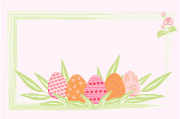 easter wreath with eggs vector illustration for cards