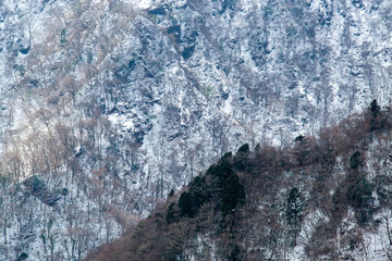 雪に覆われた山肌