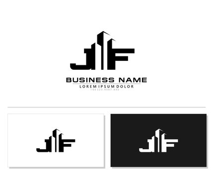 J F JF Initial building logo concept