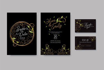elegant wedding invitations, black
