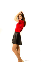 Portrait of young beautiful girl. Photo-shoot executed in the studio.