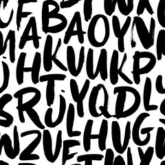 Alphabet brush letters seamless pattern. Vector hand drawn grunge calligraphy background. © Anastasiia Hevko