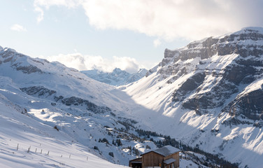 Alps in winter. Urnerboden and the Klausenpass