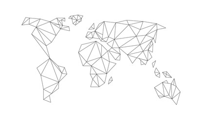 Polygonal abstract world map. Vector illustration. Geometric linear pattern. Vector illustration