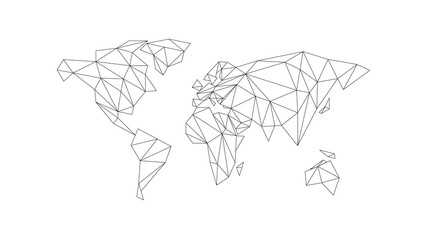 Polygonal abstract world map. Vector illustration. Geometric linear pattern. Vector illustration