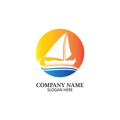 Sailing boat, Daily cruises, sea travel, vector logo-icon