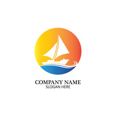 Sailing boat, Daily cruises, sea travel, vector logo-icon