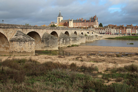 river loire and old bridge in gien (france) 