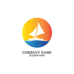 Sailing boat, Daily cruises, sea travel, vector logo-icon