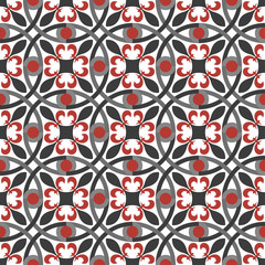 Decorative pattern for the background, tile and textiles. It is assembled from modular parts. Vector. Seamless.