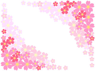 Obraz na płótnie Canvas 斜めに流れる桜のフレーム