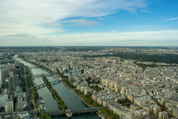 Seine river in Paris from above