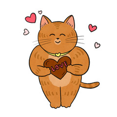 バレンタインデー　チョコレートを持つ猫