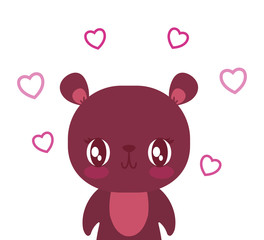 Isolated bear cartoon and hearts vector design
