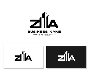 Z A ZA Initial building logo concept - obrazy, fototapety, plakaty